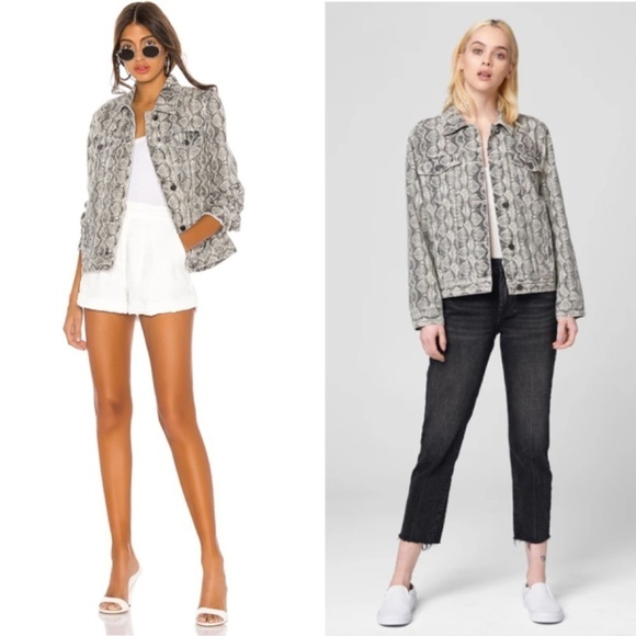 BLANK NYC Denim Trucker Jacket In Snake Print Size XS. - Picture 3 of 15